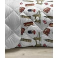 thumbnail image 3 of London Down Alternative Comforter, Sketch Art Country British Cultural Composition in Doodle Style, Microfiber Quilt for All Season, 5 Sizes, Vermilion Dark Blue, by Ambesonne, 3 of 3