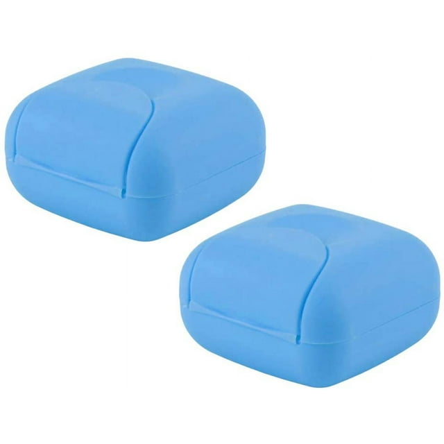Travel Soap Box Handmade Waterproof Leakproof Square Small Soap Dish Sealed Box Portable Outdoor Accessories 2 Pcs Blue