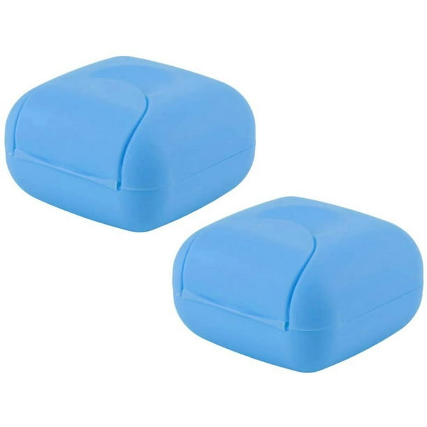 Travel Soap Box Handmade Waterproof Leakproof Square Small Soap Dish Sealed Box Portable Outdoor Accessories 2 Pcs Blue