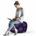 thumbnail image 2 of Abstract Pouf Cover with Zipper, Repetitive Print Dots Flowers Mandala Style, Soft Decorative Fabric Unstuffed Case, 30" W X 17.3" L, Dark Purple Sky Blue, by Ambesonne, 2 of 5