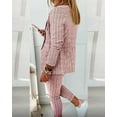 thumbnail image 3 of ZOELNIC Women's Plaid Business Suit Set - 2 Piece Office Outfit with Slim Fit Blazer & Pants, Open Front Professional Work Suit, Comfort Workwear, M, 3 of 3