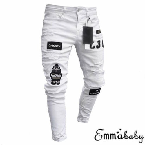 Ripped jeans zipper best sale bottom