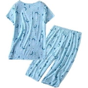 Women's Cute Sleepwear Tops with Capri Pants Pajama Sets