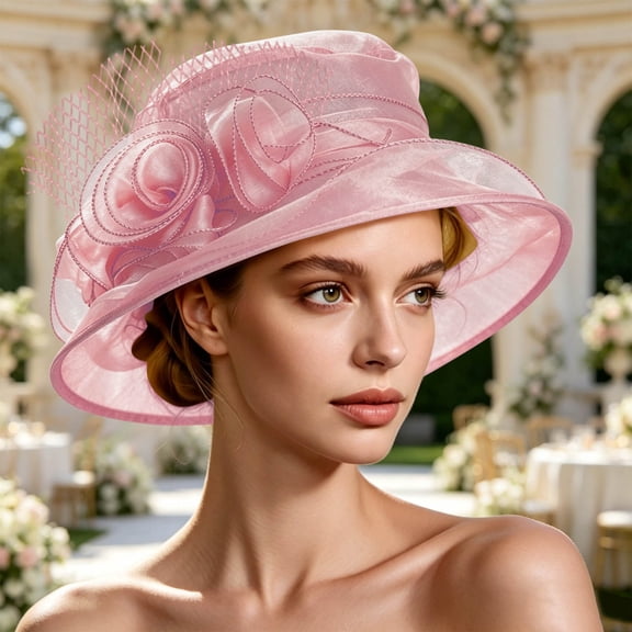 Women's Solid Color Wide Brimmed Dress Hat
