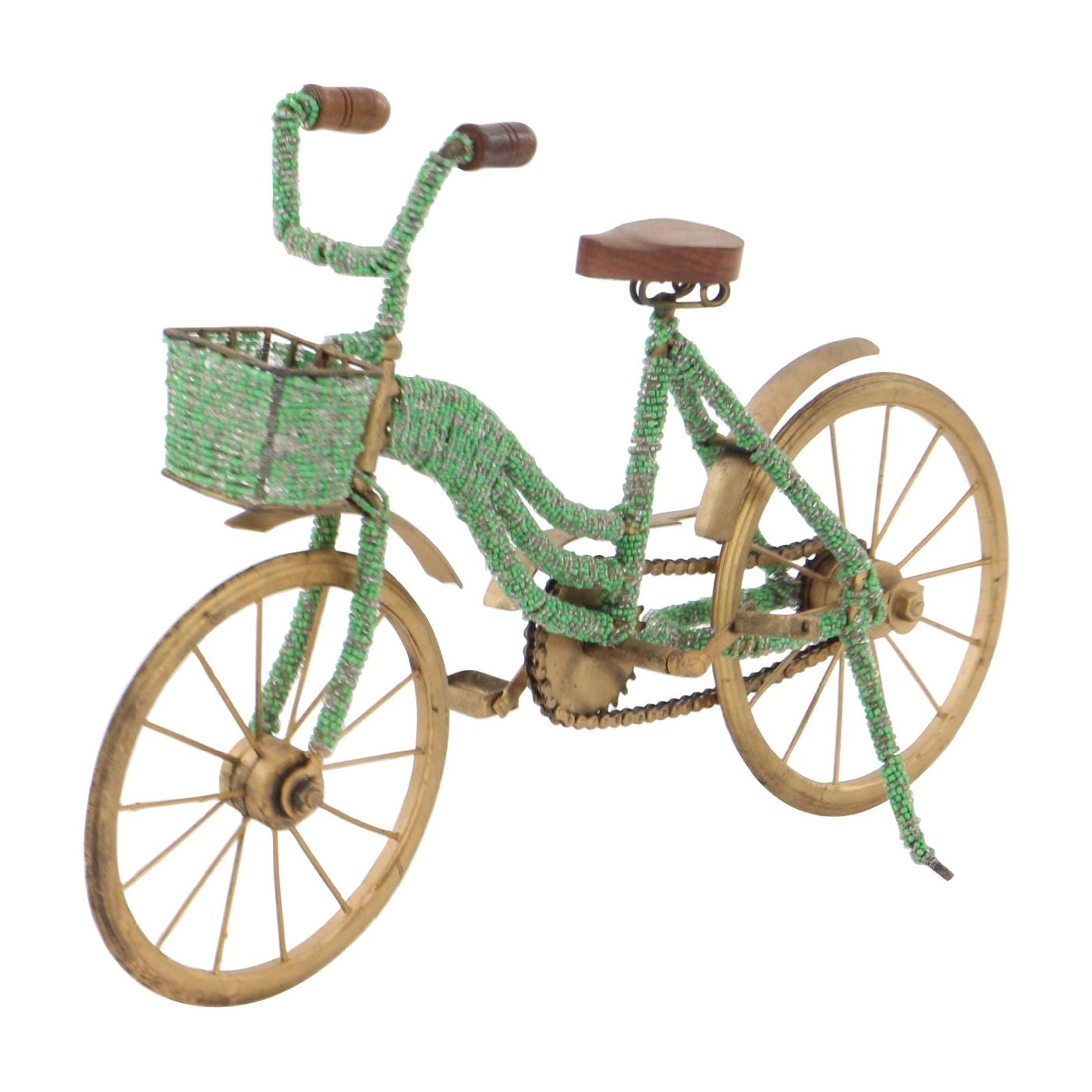 18" x 13" Green Metal Bike Sculpture, by DecMode