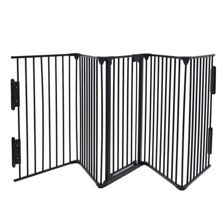 Jaxpety Fireplace Fence Baby Safety Fence Hearth Gate Pet Gate Guard Metal Plastic Screen, Black