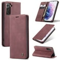 thumbnail image 1 of Samsung S22 Plus/+ Case, Mantto RFID Blocking Cash Wallet Pocket With Card Slot High Qulity PU Leather Retro Cover Kickstand Folio Magnetic Phone Cover For Samsung Galaxy S22 Plus, Wine Red, 1 of 13