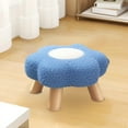 thumbnail image 5 of Flower Stool, Small Round Ottoman with Plush Cushion, Wooden Frame Compact Footrest for Lounge, Dorm Room, Multi-Functional Decor(Blue), 5 of 6