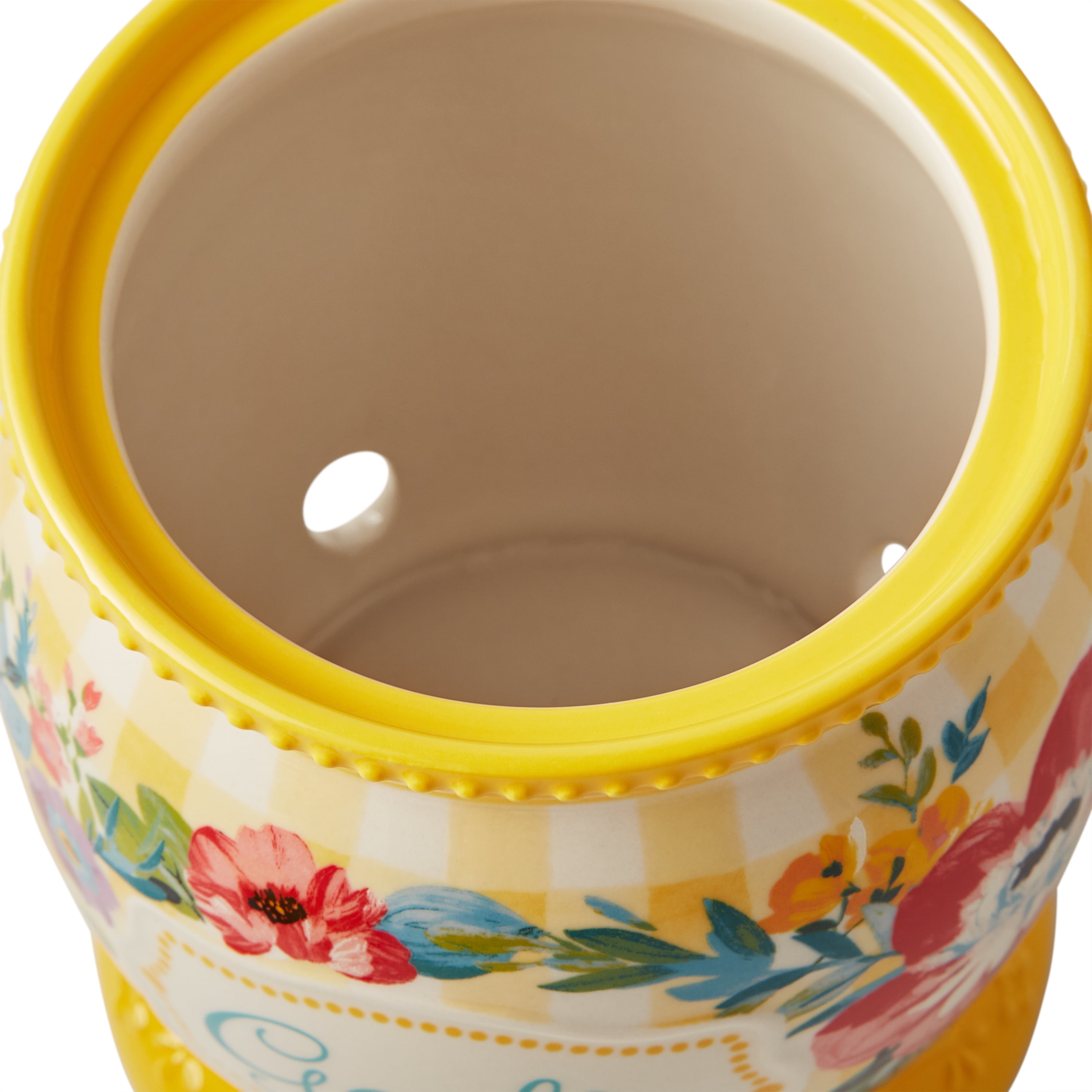 The Pioneer Woman Sweet Romance Ceramic Garlic Keeper with Lid