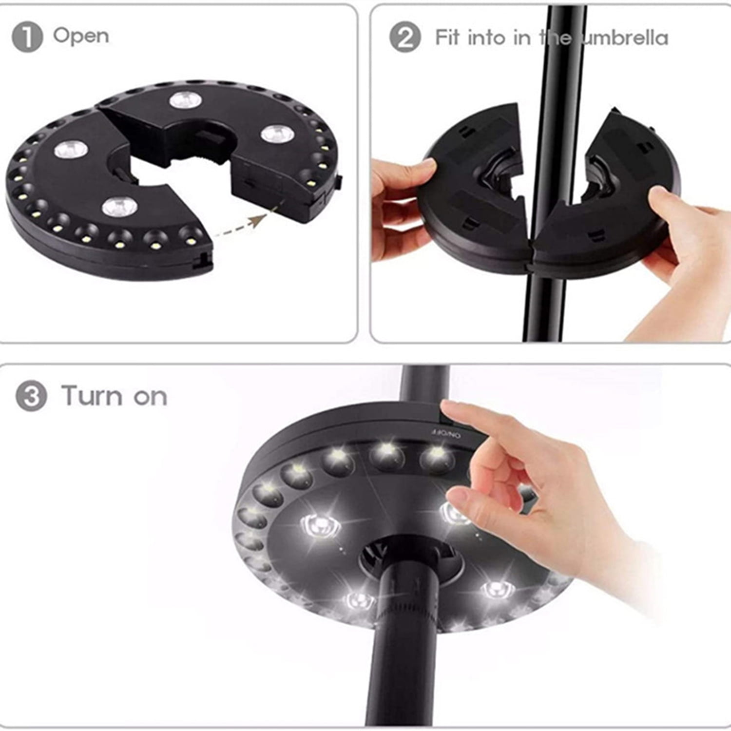 Kepooman Patio Umbrella Light, 28 LED Lights & 3 Lighting Modes Umbrella Pole Light for Patio Umbrellas, 2 Pcs, Black Kepooman Patio Umbrella Light, 28 LED Lights & 3 Lighting Modes Umbrella Pole Light for Patio Umbrellas, 2 Pcs, Black