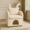 thumbnail image 2 of Fabric Accent Chairs, Beige Bunny-Ear Pet-Friendly Armchair with Built-in Cat & Dog Hideaway, Cozy Dual-Use Sofa Chair with Side Pocket, 27.4 x 25.2 x 37.4 inch, Beige Accent Chairs, 2 of 11