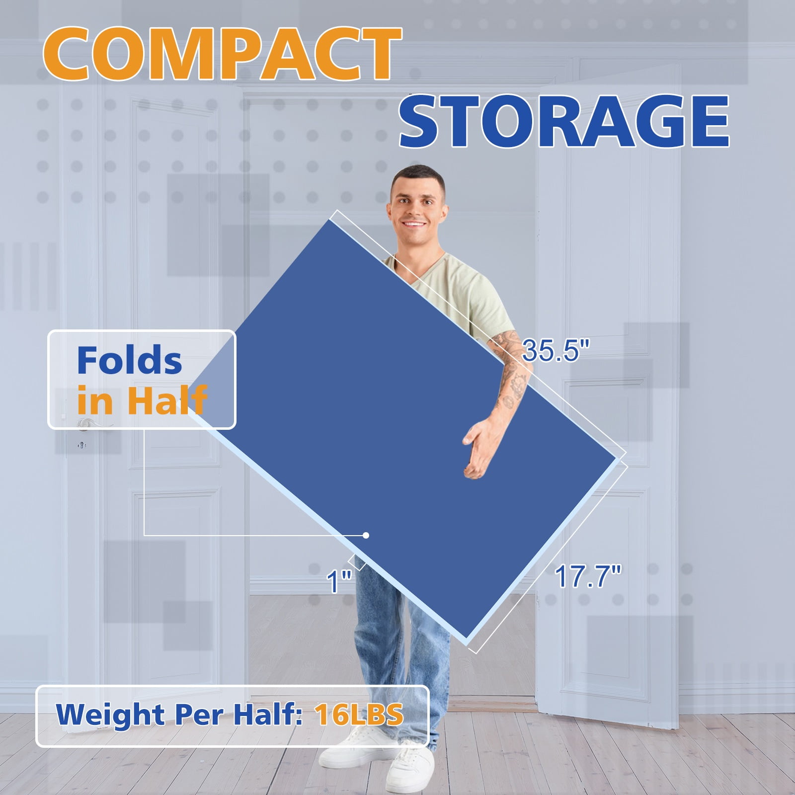 6*3ft Blue Mid-Size Ping Pong Conversion Top Foldable & Portable Table Tennis Table Top for Indoor Games