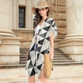 thumbnail image 4 of Beach Vacation Clothes Kimono Cardigan Loose Swimsuit Cover Up for Women Black White Geometric S, 4 of 6