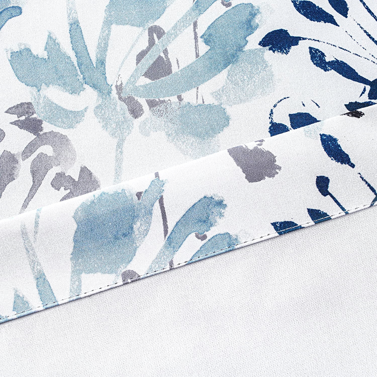 DriftAway Acacia Floral Blossom Watercolor Printed 100 Percent Blackout Room Darkening Thermal Insulated Grommet Window Curtains 2 Panels, 52" x 84", Navy