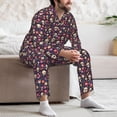 thumbnail image 7 of Yiaed Skull flower leaf colorful Print Men’s Pajamas Set - Long Sleeve Button Down Sleep Shirt and Pajama Bottoms Sleepwear Set Mens Pjs Sets Men's Pajama Bottoms-X-Large, 7 of 7