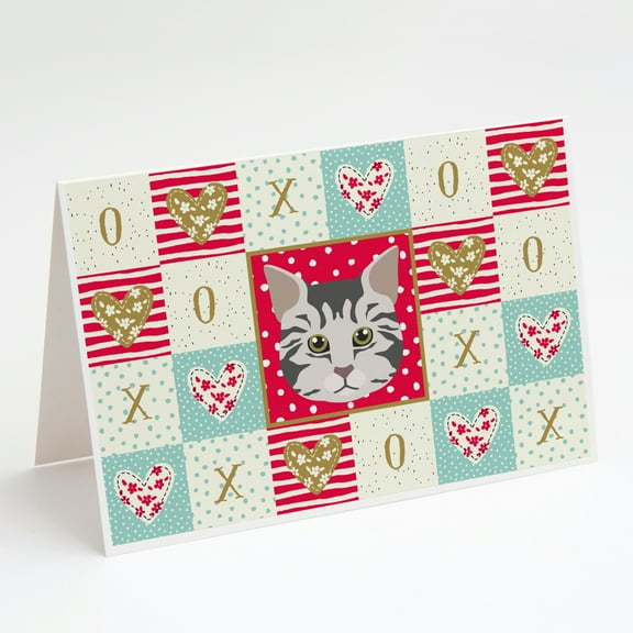 American Bobtail Cat Love Greeting Cards and Envelopes Pack of 8