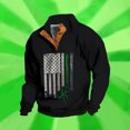thumbnail image 2 of Telankuip Mens St Patricks Day Sweatshirts Oversized Retro Shamrock Flag Print Quater Button Stand Collar Pullover Tops Fashion Funny Graphic Casual Long Sleeve Winter Clothes 10-Black M, 2 of 3