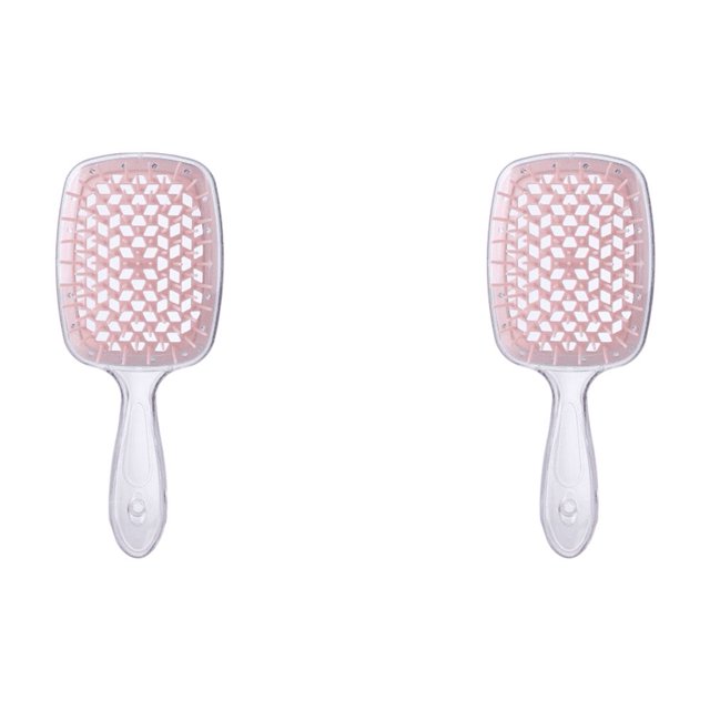 Peine Con Cojín Aire Dientes Anchos Cepillo para El Masaje Del Cuero Cabelludo (transparente) Rosa