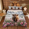 thumbnail image 3 of Erosebridal Highland Cattle Duvet Cover Set, Chic Butterfly Flower Bedding Full, Reversible 3pcs 1 Duvet Cover and 2 Pillowcases (No Comforter), 3 of 6