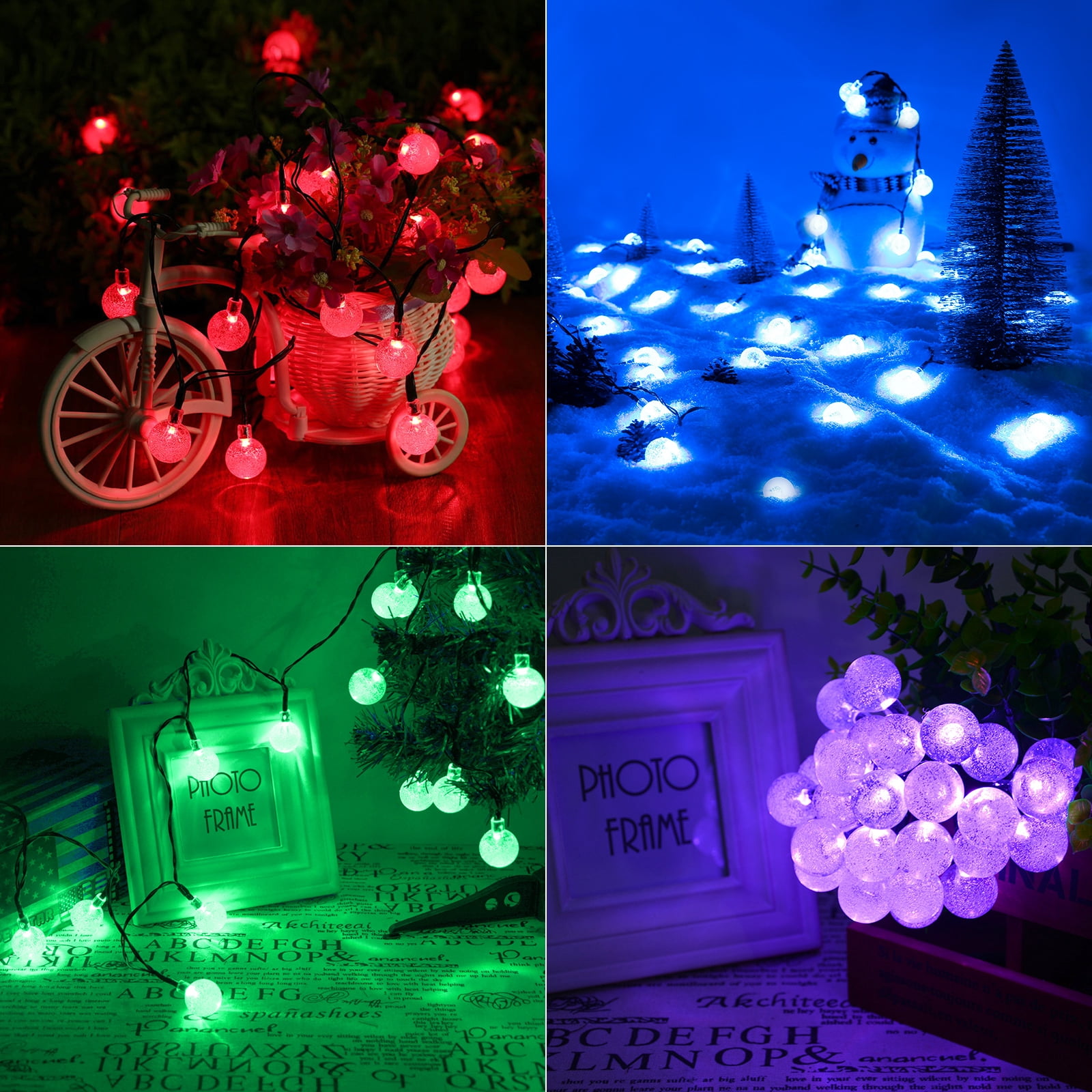 Toodour Solar Outdoor String Lights, 35.6ft 60 LED Globe String Lights with Remote, Waterproof Solar Powered Patio Lights for Garden, Lawn, Gate, Balcony Decorations