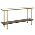 thumbnail image 2 of Henn&Hart 55" Brass/Walnut Metal/Glass Console Table, 2 of 5
