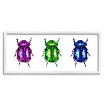 Stupell Industries Three Beetle Bugs Animals & Insects Painting White Framed Art Print Wall Art, 30 x 13