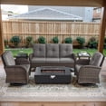 thumbnail image 2 of Opohoro 6-Piece Outdoor Patio Fire Pit Set with Sofa and Flat Arm, 43" Fire Pit Table, Propane Tank Cover for Deck Backyard, 2 of 18