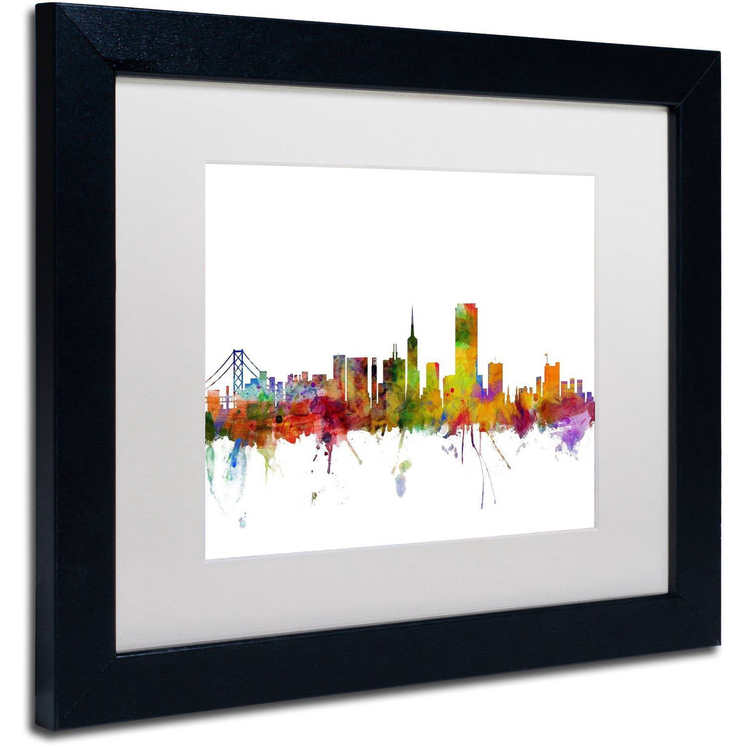 Trademark Fine Art 'San Francisco City Skyline' Canvas Art by Michael Tompsett, White Matte, Black Frame