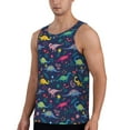 thumbnail image 2 of Easygdp Dinosaur Flowers Men's Tank Top, Sleeveless Muscle T Shirts, Breathable, Quick-Dry, Loose for Gym, Running, Fitness - Medium, 2 of 9