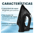 thumbnail image 2 of Plancha para Ropa Vapor / Seco 2 en 1 Suela Cerámica 1200W Negro, 2 of 5