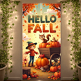 thumbnail image 3 of Autumn Theme Hello Fall Banner Thanksgiving Decor Maple Leaves Decoration Squirrel Pumpkin for Seasonal Celebration Outdoor Decor Indoor Decor, 3 of 9