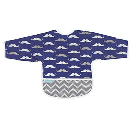 

Kushies Cleanbib Waterproof Bib with Sleeves 6-12Month Navy Mustache
