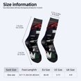 thumbnail image 4 of Four Seasons Universal Socks (2 Pairs) - Unisex Trendy Socks with Dynamic Racing Car Design Black with White & Green Accents Sporty Pattern for All Seasons, 4 of 5