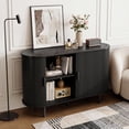 thumbnail image 5 of ROGALIS 48" Buffet Sideboard Cabinet with Storage, Modern Fluted Cabinet with Sliding Doors & Adjustable Shelf, Coffee Bar Accent Cabinet for Kitchen, Dining Room, Entryway, Black, 5 of 7