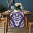 Classic Floral Pattern Cotton Linen Table Runner Purple Background ...