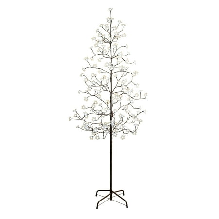 Electric Christmas Tree 6.5-Foot Tall Electric Cool White Flower Tree with Clear Flowers and Outdoor Adaptor ()