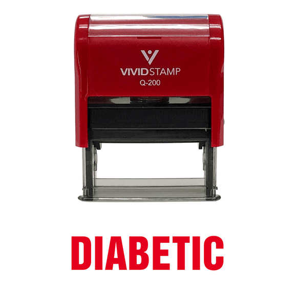 Vivid Stamp Diabetic Self Inking Rubber Stamp (Red Ink) - Medium