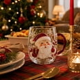 thumbnail image 4 of Christmas Themed Glass Mug with Handle, Christmas Motif Glass Coffee Cup, Santa Reindeer Christmas Tree Snowman Embossed Holiday Drinking Glass, Thickened Clear Glass Festive Winter Beverage Mug, 4 of 8