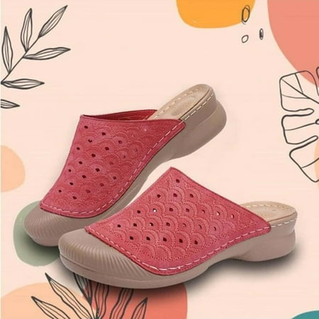 

Hvyes Women Summer Sandals Comfortable Flip Flops Beach Wedge Sandals Bohemia Causal Round Toe Massage Function Outdoor Shoes Size 8.5