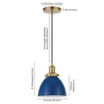 thumbnail image 6 of Evelyn&Zoe Madison 8" Wide Pendant with Metal Shade in Blue/Brass/Blue, 6 of 7