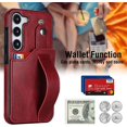 thumbnail image 3 of Design for Samsung Galaxy S23 5G Phone Case with Screen Protector Adjustable Wrist Strap Kickstand Credit Card Slot Slim Shockproof Hybrid Rugged Protective Cover for Women Men Girls 6.1 inch Red, 3 of 7