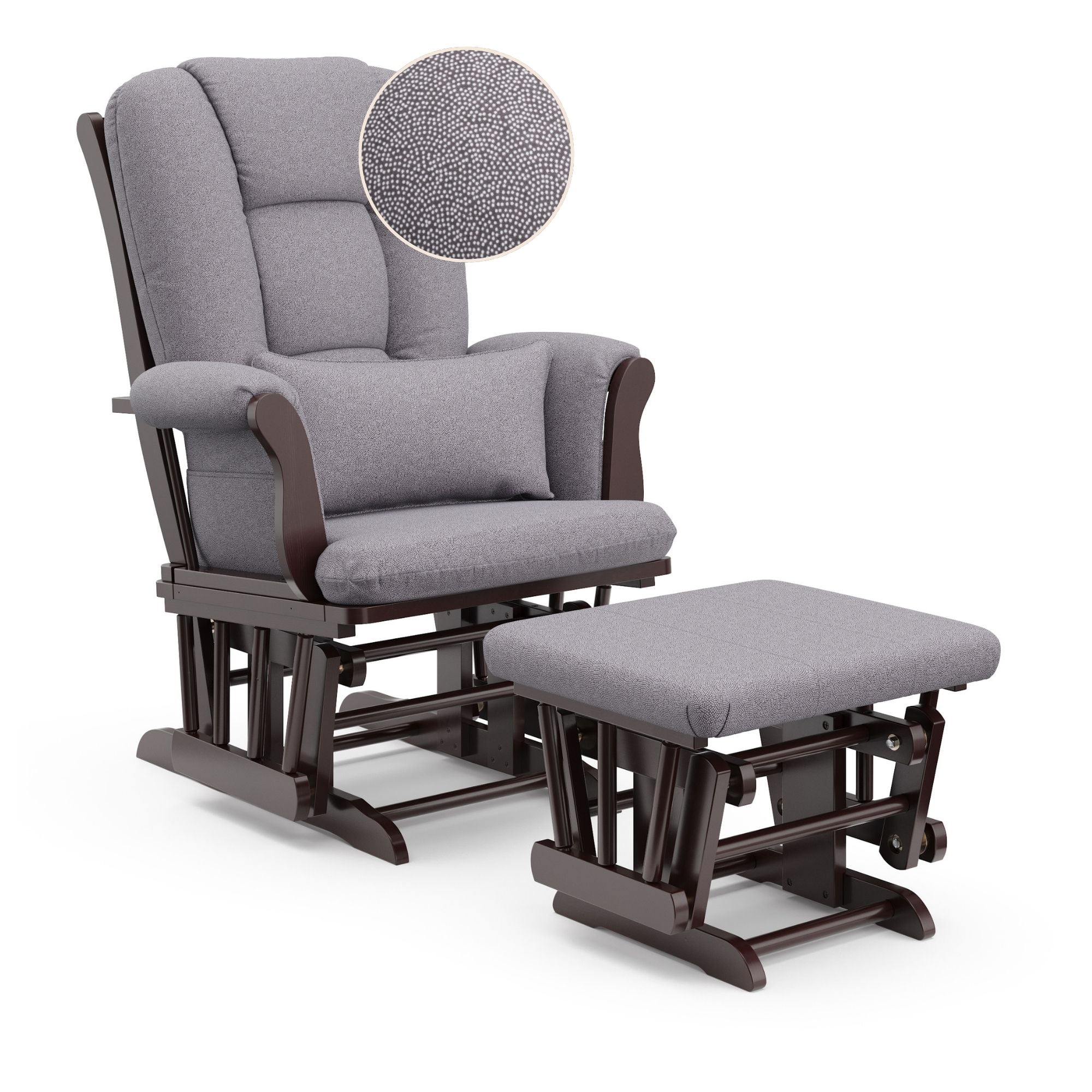 Storkcraft Tuscany Infant Nursery Glider & Ottoman Espresso with Gray Swirl