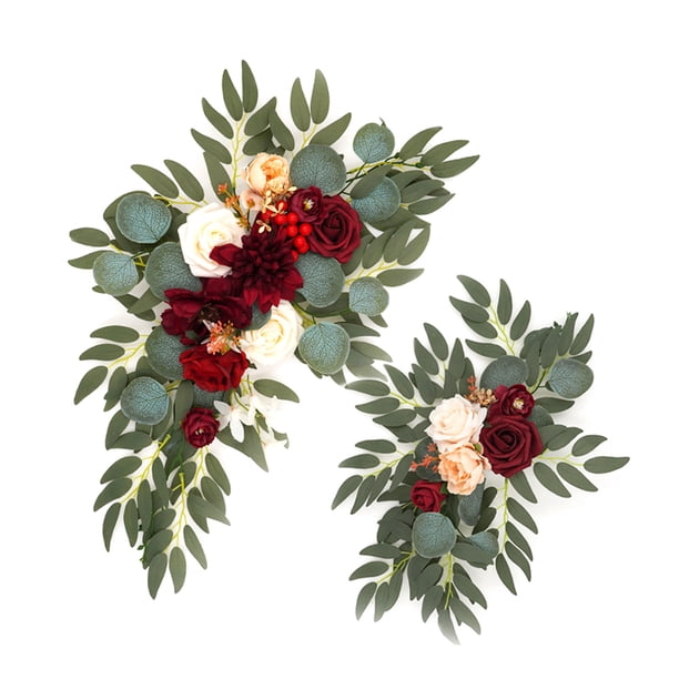 Tarjeta de bienvenida de boda signo arte floral simulación arco de flores dintel de flores mesa de flores fotografía de flores decoración suministros de boda-YB002 (esquina de flor