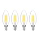 thumbnail image 1 of Lamsky (paquete de 4) E14 base europea LED filamento C35 Bullet Top Vintage Edison bombilla 4W luz diurna 6000K no regulable, 1 of 1