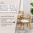 thumbnail image 6 of Dayalane Farmhouse Rattan Dining Chairs Set of 2, Mid Century Modern Kitchen Chairs, Faux Leather Cushioned Wooden Side Chairs with Wicker Curved Back for Dining Room Kitchen Lounge, White, 6 of 9