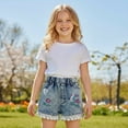 thumbnail image 3 of Peacolate 4-11Y Girls Denim Shorts Elastic Waistband Flower Ripped Jeans,Butterfly,4Years, 3 of 3