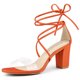 thumbnail image 1 of Sandalias De Tacón Correa Transparente Tacón De Bloque Cordón Arriba Para Mujer Naranja 37, 1 of 7