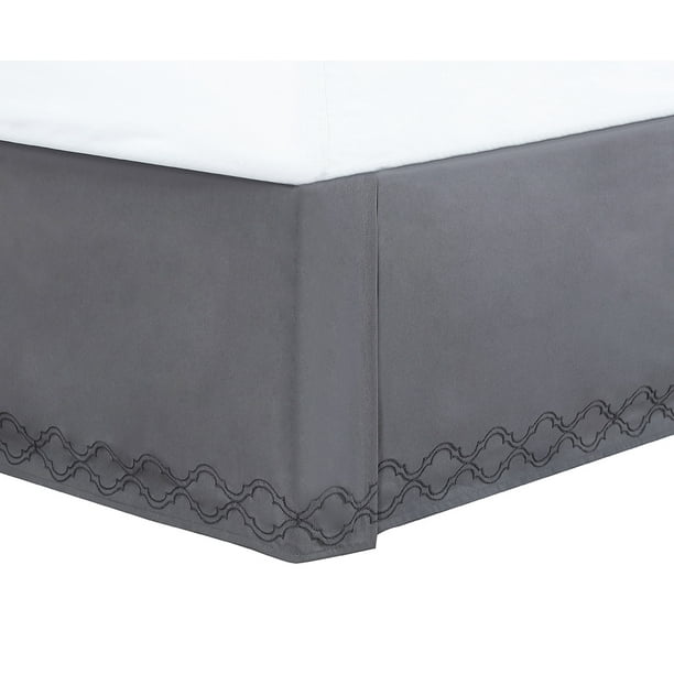Better Homes and Gardens Grey Embroidered Trellis Polyester Bed Skirt