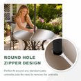 thumbnail image 4 of Round Outdoor Tablecloth with Umbrella Hole and Zipper, Gray Brown Tablecloth with Elastic Waterproof, Modern Gradient Geometric Patio Table Covers for 36" - 44" Picnic Pool Tables, 4 of 9