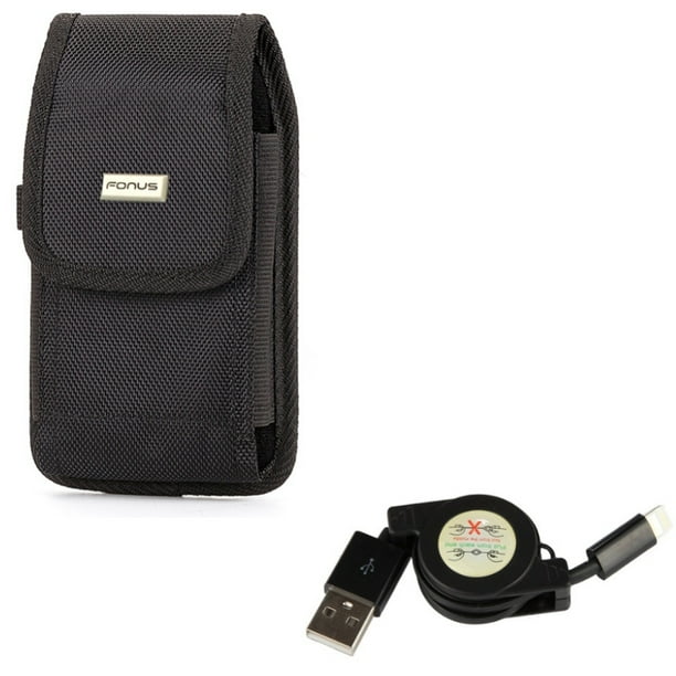 Usb Cable W Case Belt Clip For Iphone Xs Retractable Charger Power Cord Sync Rugged Holster Canvas Cover Pouch For Iphone Xs Walmart Com Walmart Com